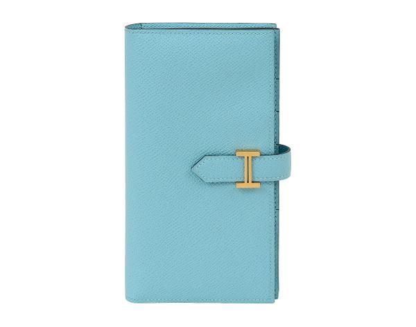 에르메스 베안 장지갑 블루 아톨 금장 X