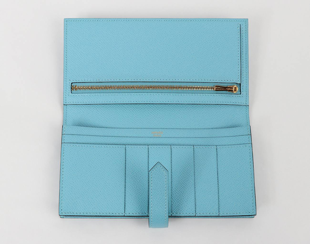 에르메스 베안 장지갑 블루 아톨 금장 X