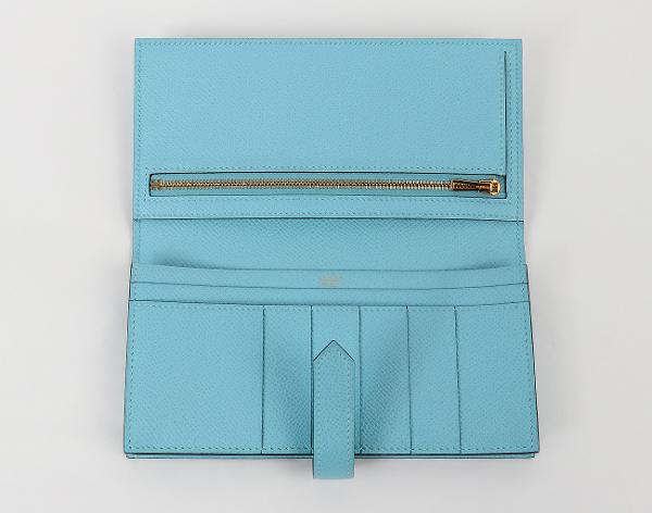 에르메스 베안 장지갑 블루 아톨 금장 X