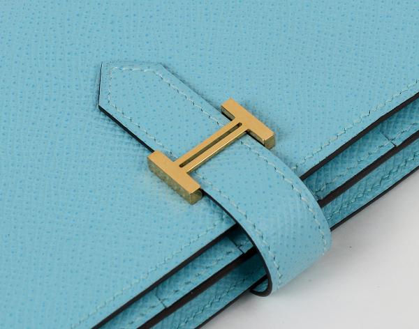 에르메스 베안 장지갑 블루 아톨 금장 X
