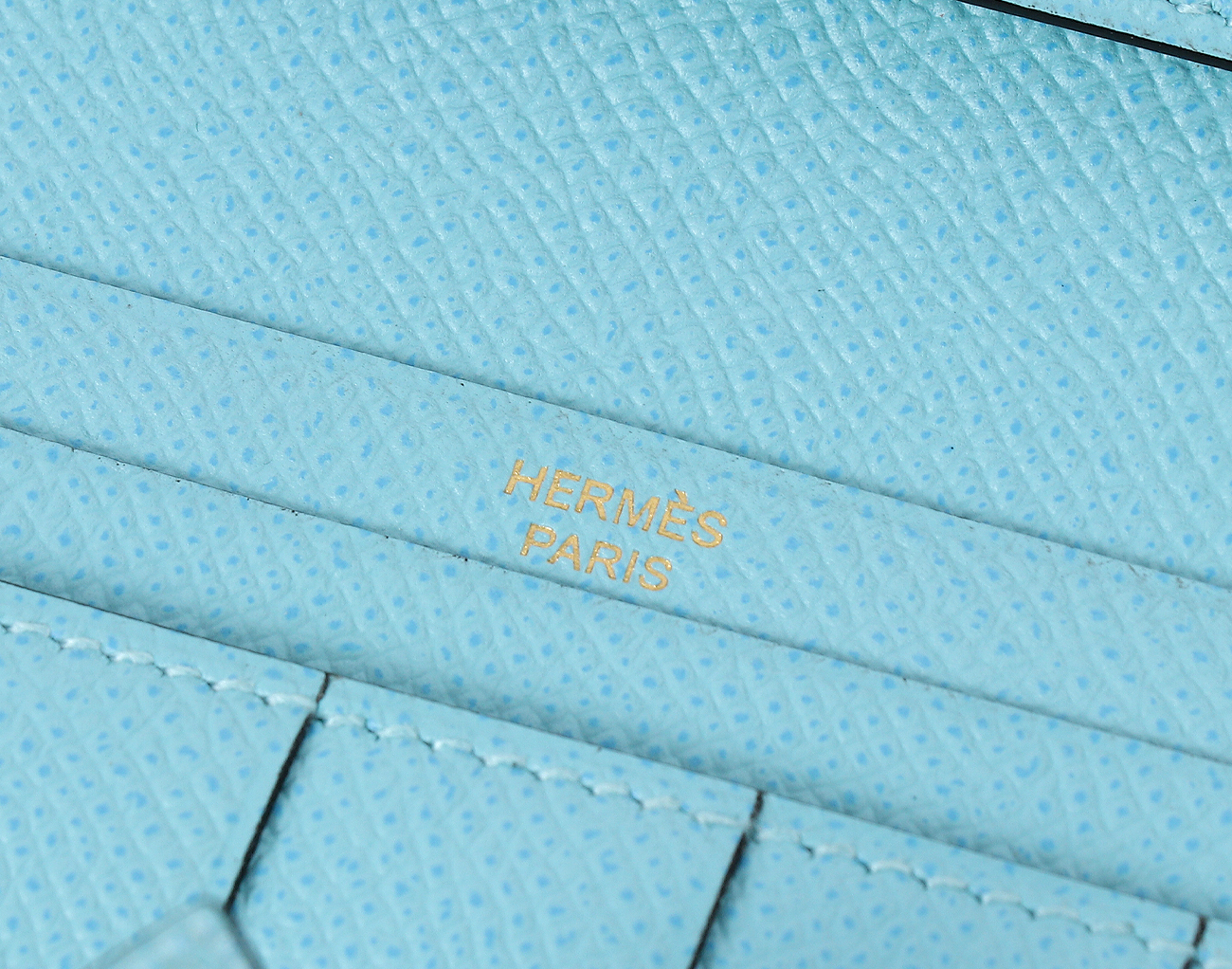 에르메스 베안 장지갑 블루 아톨 금장 X