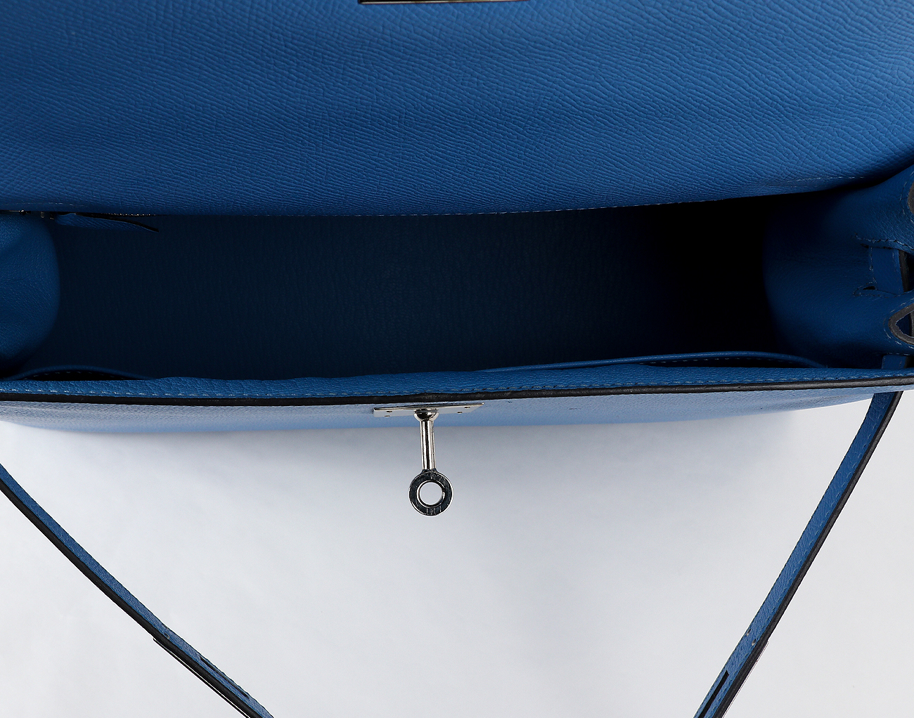 에르메스 셀리에 켈리 32 블루 파라다이스 은장 T