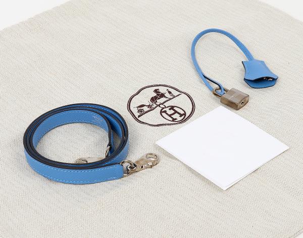 에르메스 셀리에 켈리 32 블루 파라다이스 은장 T