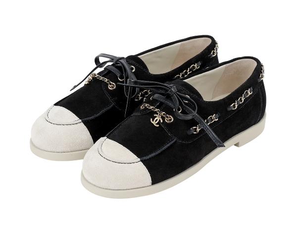 샤넬 CC 참 체인 트리밍 모카신 블랙 라이트 그레이 38C