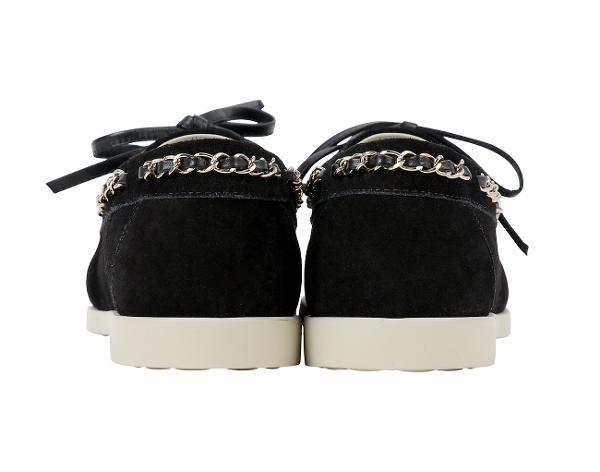 샤넬 CC 참 체인 트리밍 모카신 블랙 라이트 그레이 38C