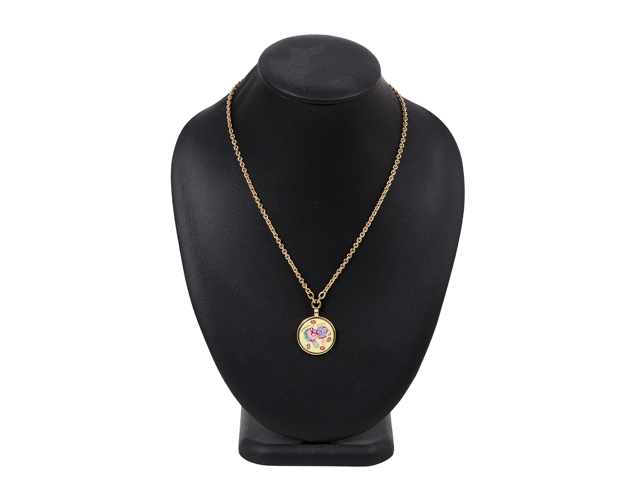 에르메스 메달 퍼니 아이스 크림 네크리스 스몰 카삭 금장