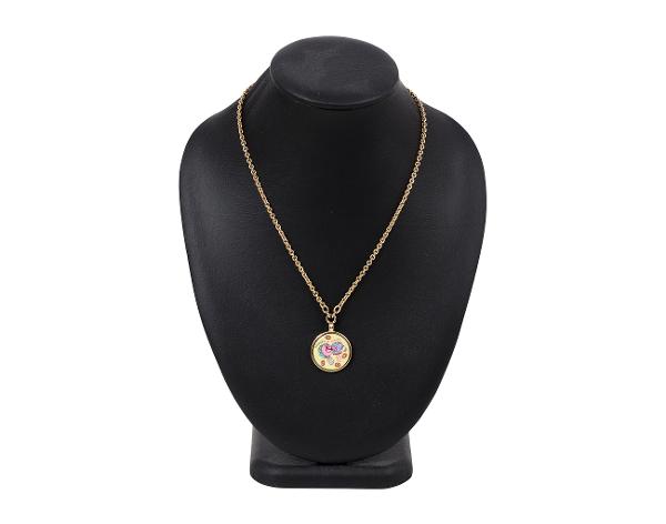 에르메스 메달 퍼니 아이스 크림 네크리스 스몰 카삭 금장