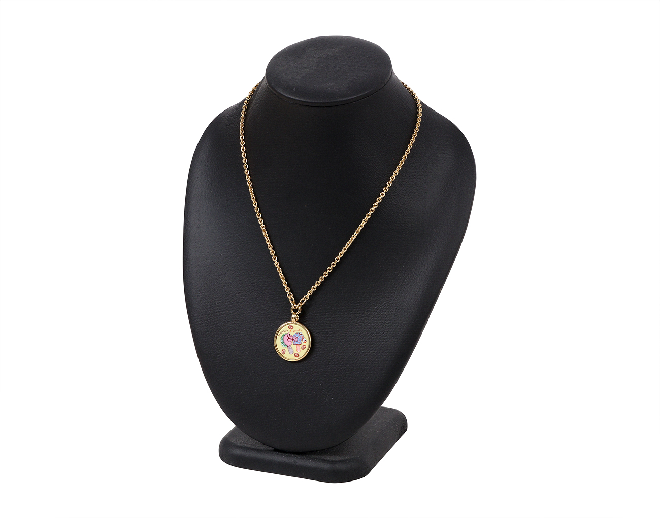 에르메스 메달 퍼니 아이스 크림 네크리스 스몰 카삭 금장