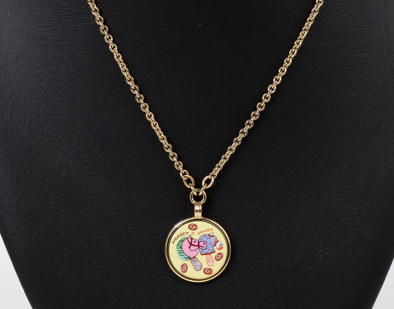 에르메스 메달 퍼니 아이스 크림 네크리스 스몰 카삭 금장