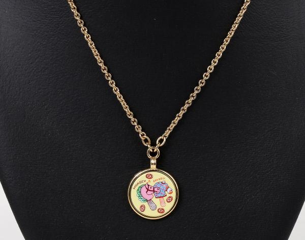 에르메스 메달 퍼니 아이스 크림 네크리스 스몰 카삭 금장