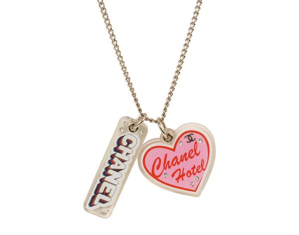 샤넬 하트 롱 펜던트 네크리스 멀티컬러 샴페인골드