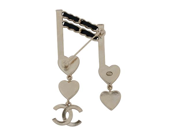 샤넬 하트 CC 뮤지컬 노트 브로치 멀티컬러 샴페인골드