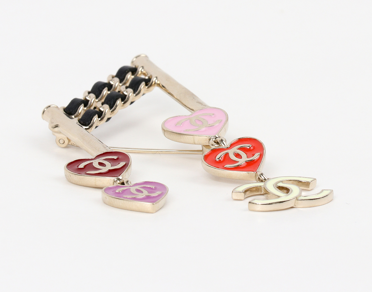 샤넬 하트 CC 뮤지컬 노트 브로치 멀티컬러 샴페인골드