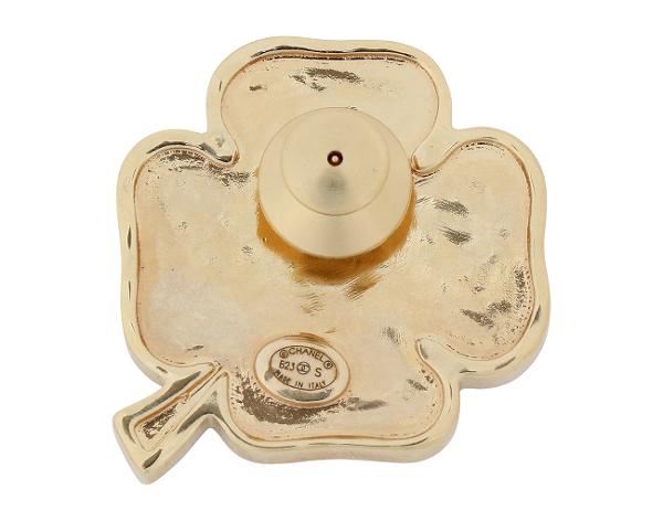 샤넬 깜봉 네잎클로버 브로치 블랙 금장