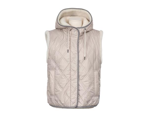 브루넬로 쿠치넬리 퍼 리버시블 후디 베스트 라이트 그레이 42