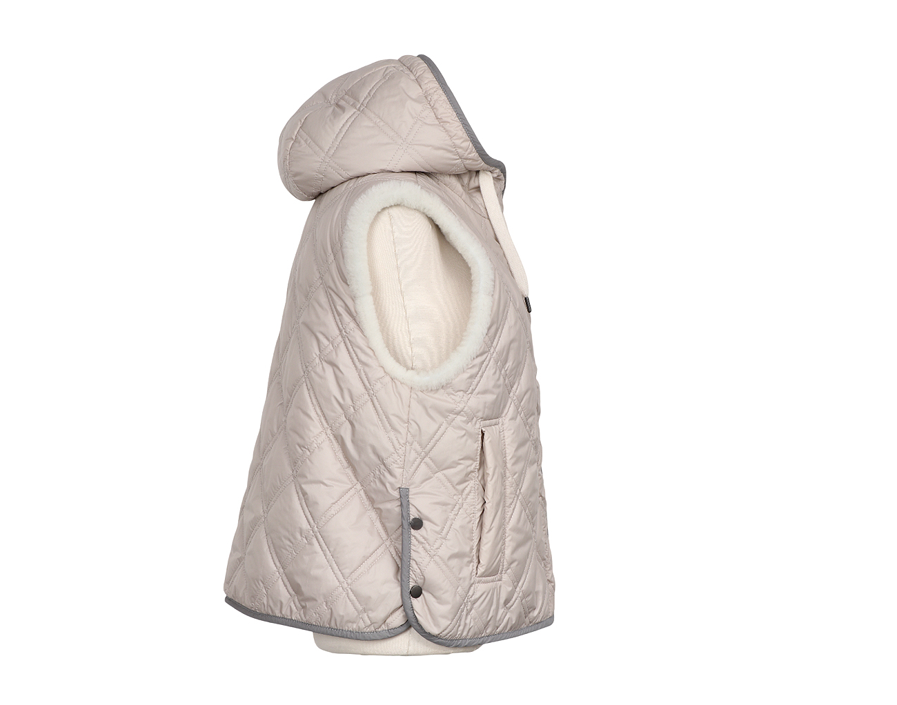 브루넬로 쿠치넬리 퍼 리버시블 후디 베스트 라이트 그레이 42