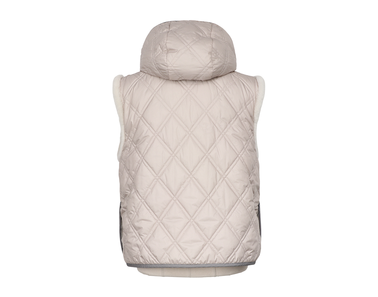 브루넬로 쿠치넬리 퍼 리버시블 후디 베스트 라이트 그레이 42