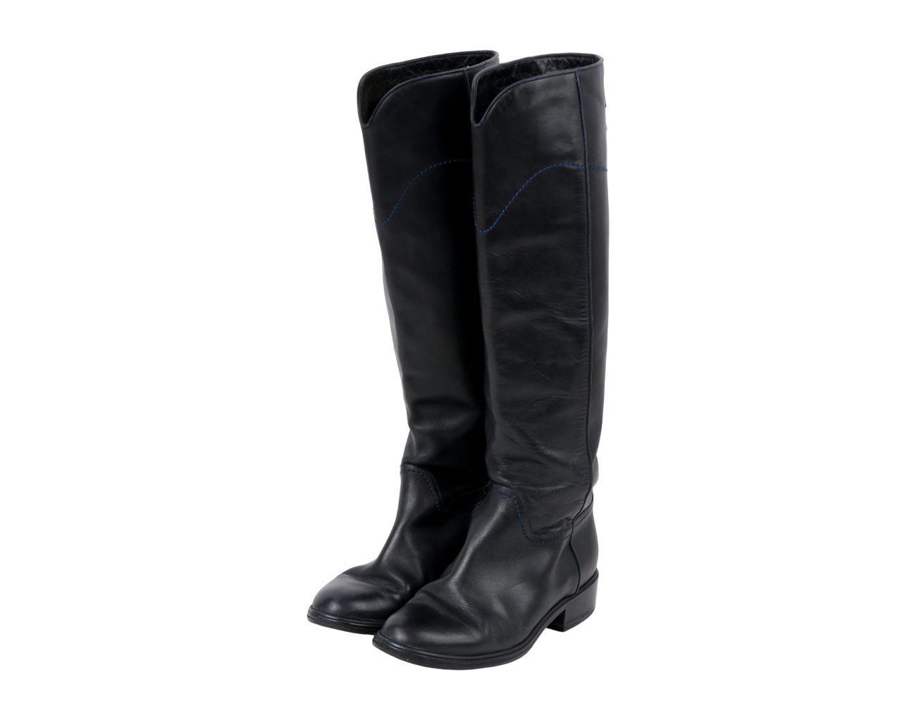 샤넬 롱 부츠 블랙 블루 37