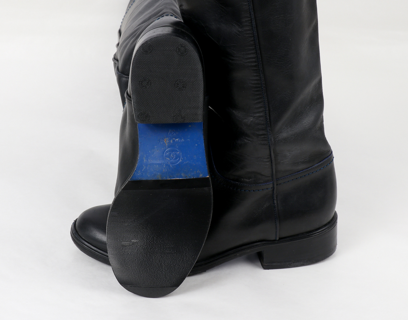 샤넬 롱 부츠 블랙 블루 37