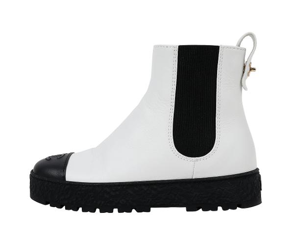 샤넬 백 턴락 CC 첼시 앵클 부츠 화이트 블랙 36 1/2C