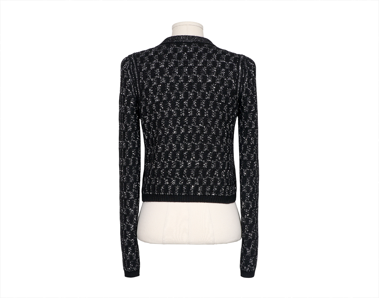 샤넬 스팽글 캐시미어 가디건 블랙 34