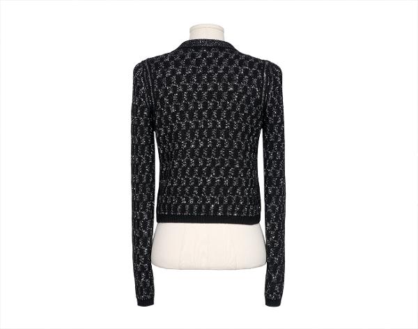샤넬 스팽글 캐시미어 가디건 블랙 34
