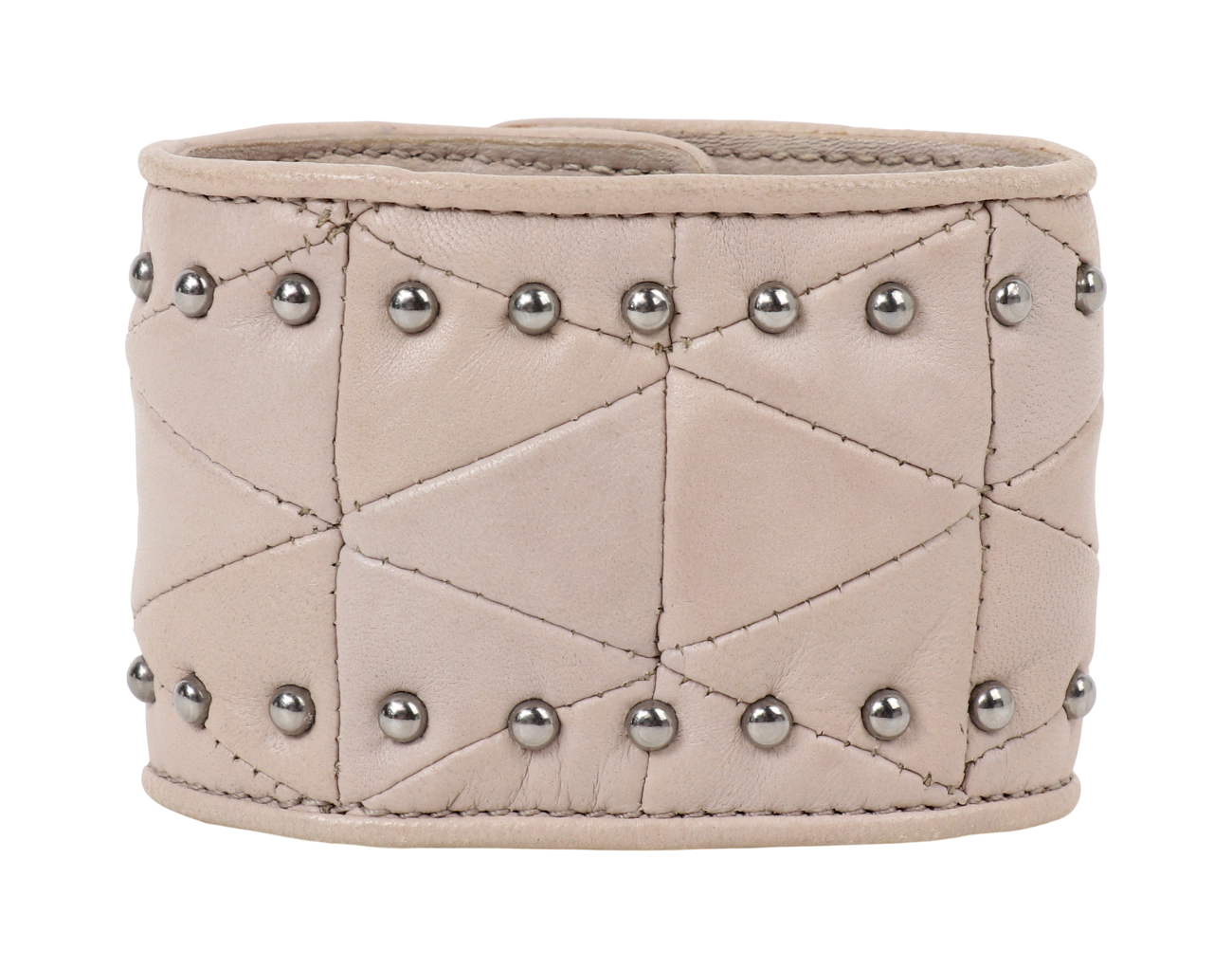 미우미우 크리스탈 레더 커프 브레이슬릿 베이지