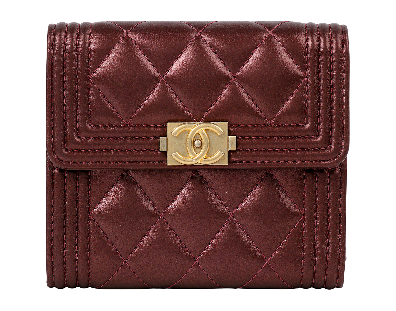 샤넬 보이 스몰 플랩 월렛 보르도 빈티지 금장