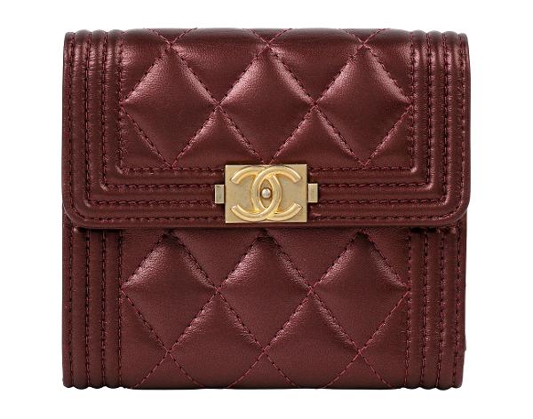 샤넬 보이 스몰 플랩 월렛 보르도 빈티지 금장
