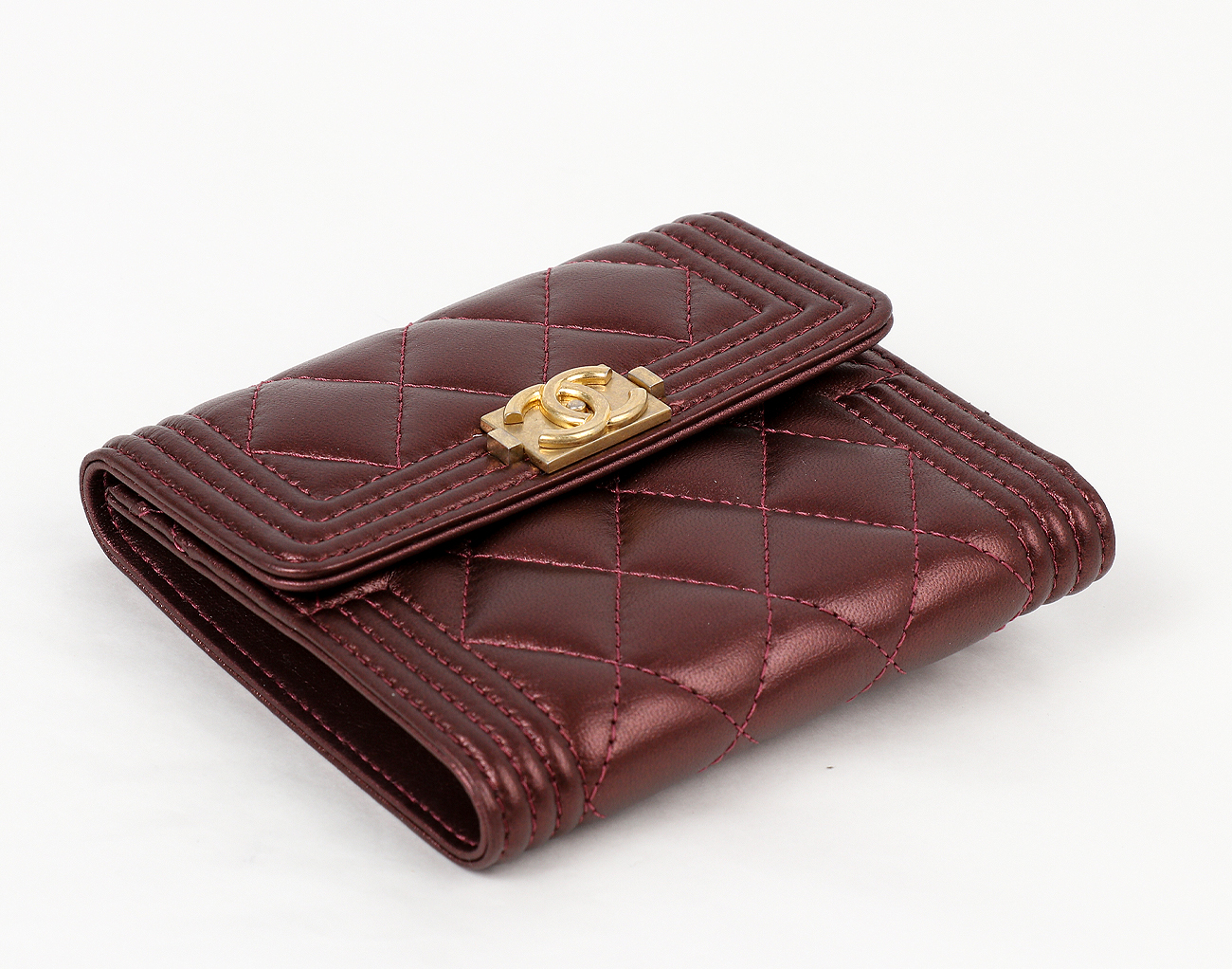 샤넬 보이 스몰 플랩 월렛 보르도 빈티지 금장