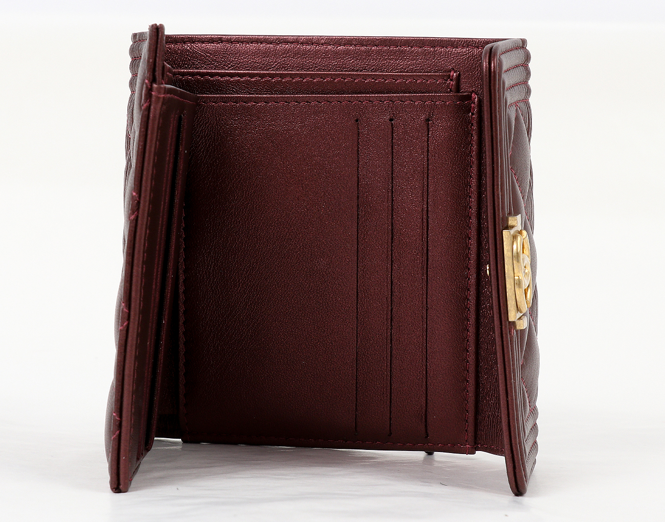 샤넬 보이 스몰 플랩 월렛 보르도 빈티지 금장