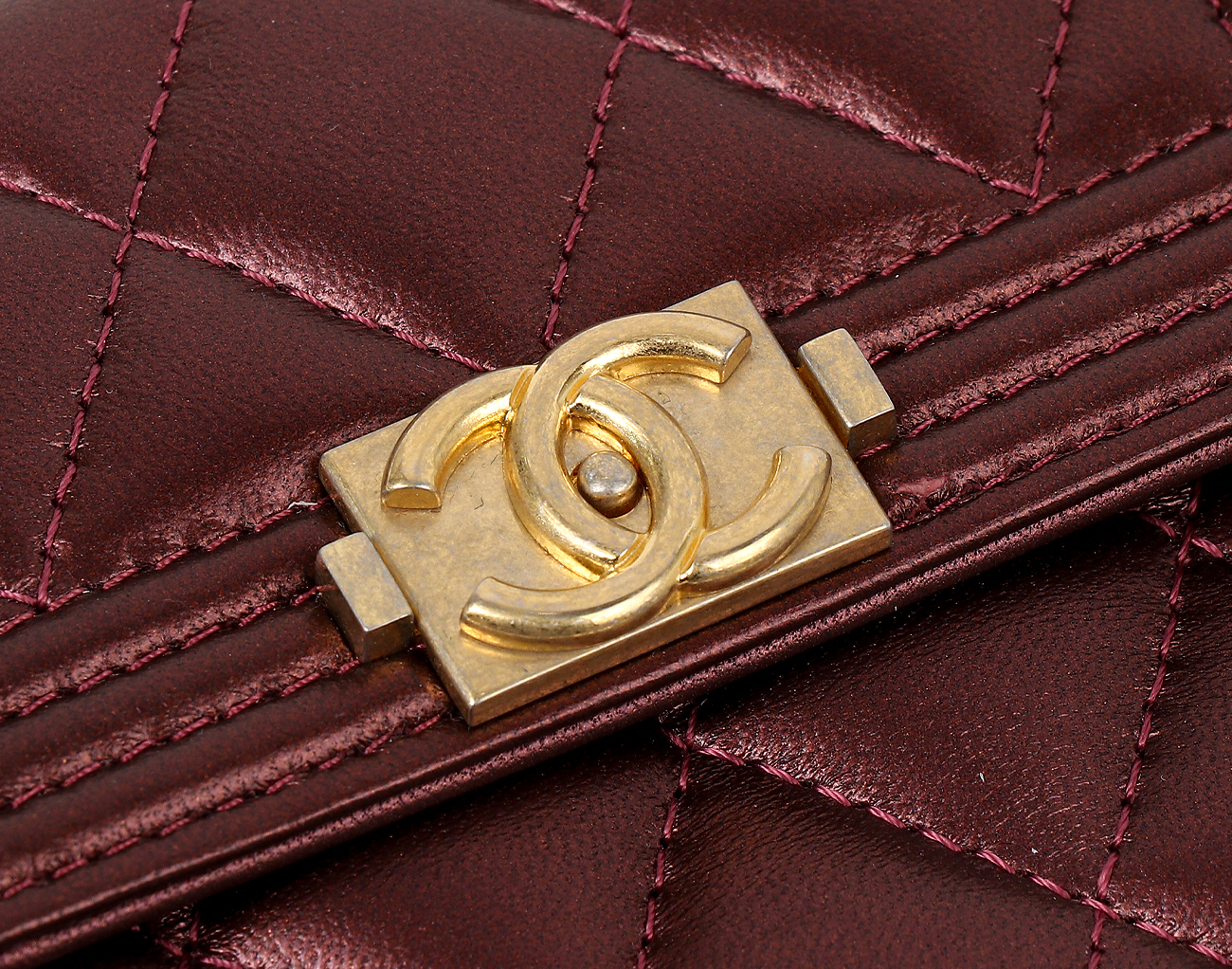 샤넬 보이 스몰 플랩 월렛 보르도 빈티지 금장