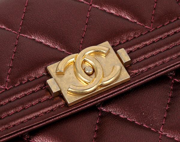 샤넬 보이 스몰 플랩 월렛 보르도 빈티지 금장
