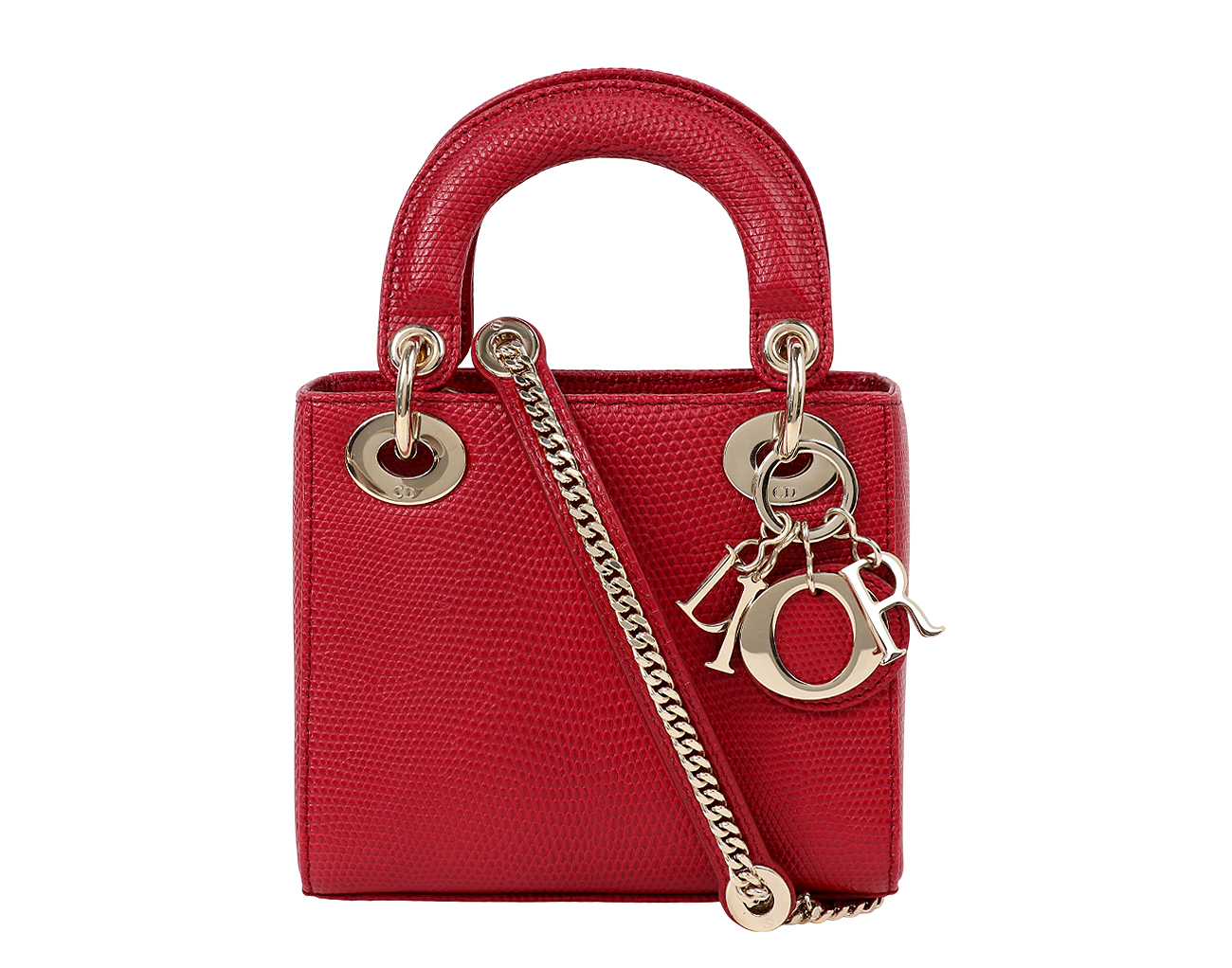 디올 레이디 디올 미니 리자드 레드
