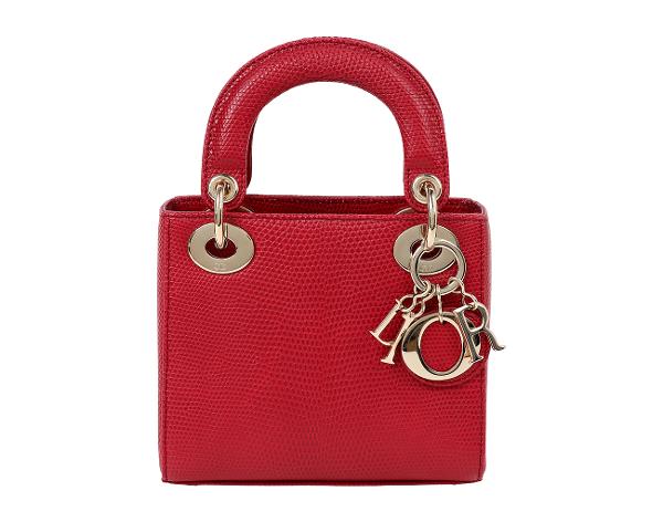 디올 레이디 디올 미니 리자드 레드