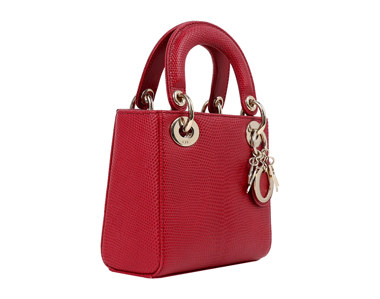 디올 레이디 디올 미니 리자드 레드