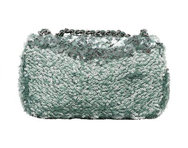 샤넬 시퀀 미니 플랩백 그린 은장