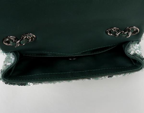 샤넬 시퀀 미니 플랩백 그린 은장