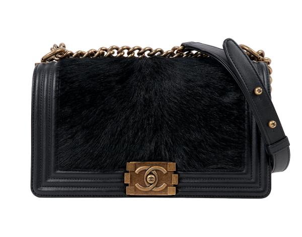 샤넬 카우하이드 헤어 보이 미듐 블랙 빈티지 금장