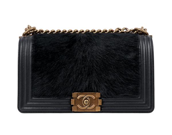 샤넬 카우하이드 헤어 보이 미듐 블랙 빈티지 금장