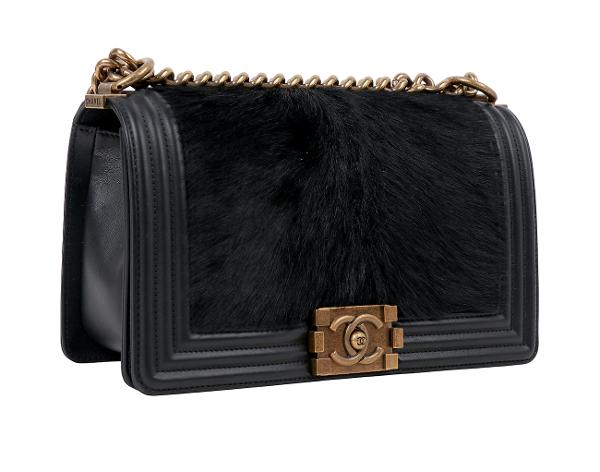 샤넬 카우하이드 헤어 보이 미듐 블랙 빈티지 금장