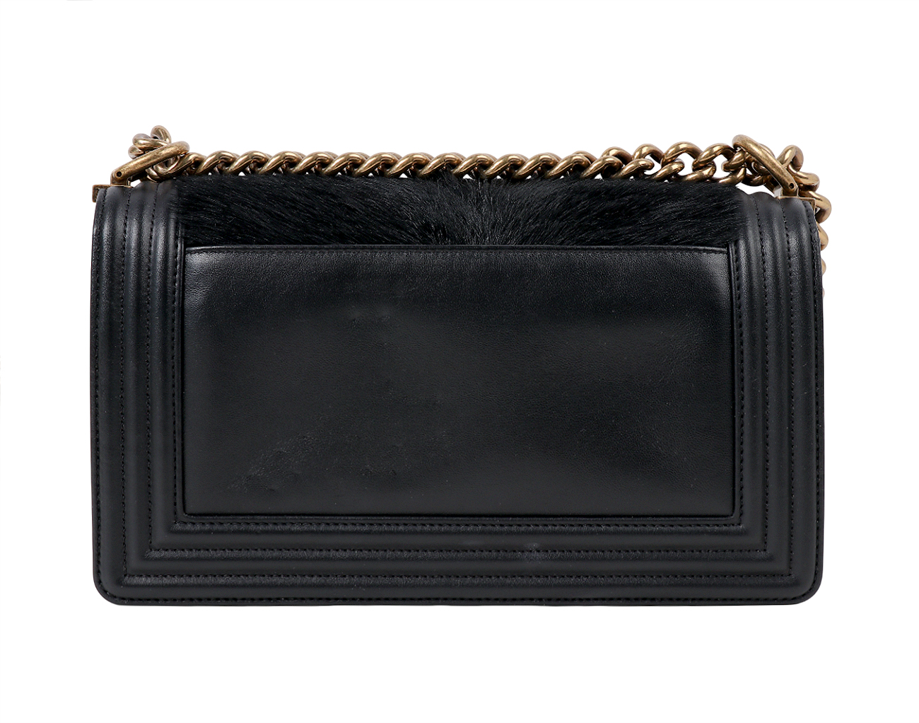 샤넬 카우하이드 헤어 보이 미듐 블랙 빈티지 금장