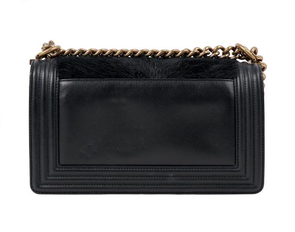 샤넬 카우하이드 헤어 보이 미듐 블랙 빈티지 금장