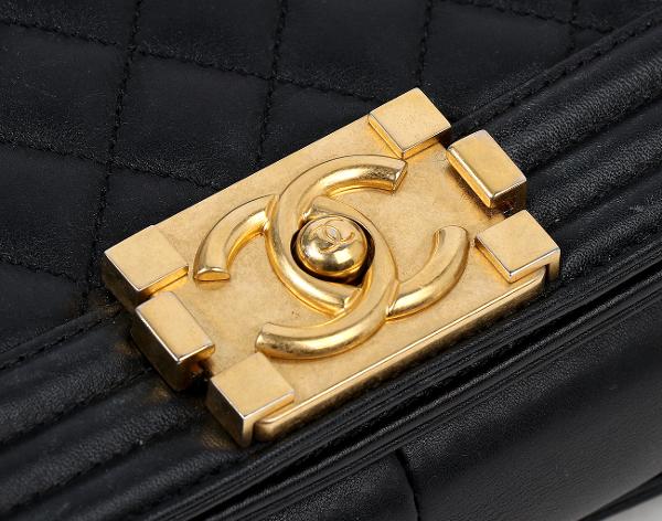 샤넬 보이 라지 블랙 빈티지 금장