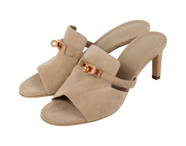 에르메스 큐트 샌들 베이지 아르질 로즈골드 38 1/2