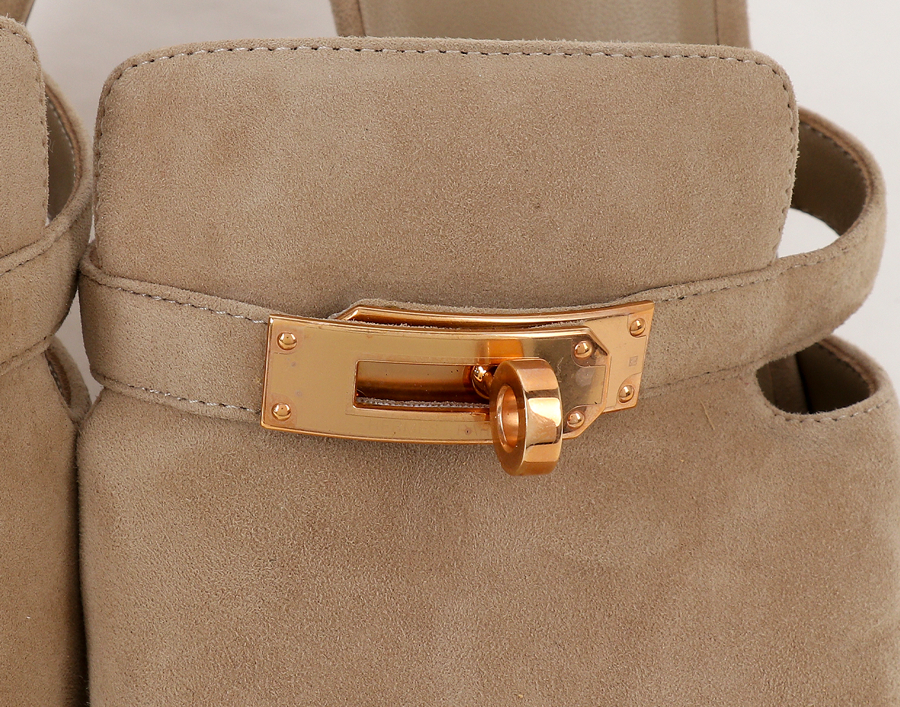 에르메스 큐트 샌들 베이지 아르질 로즈골드 38 1/2