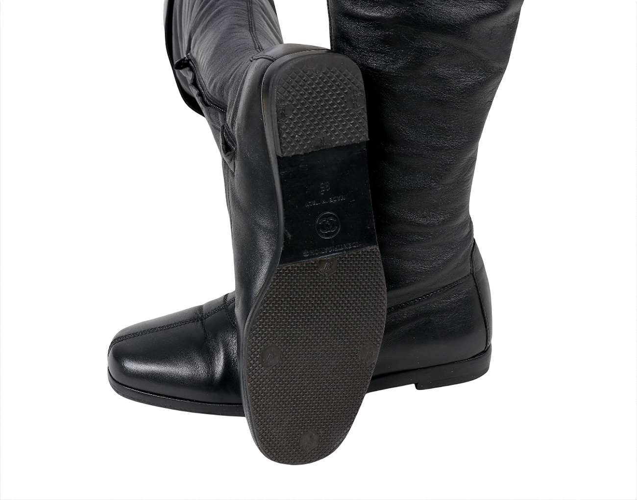 샤넬 롱 부츠 블랙 35