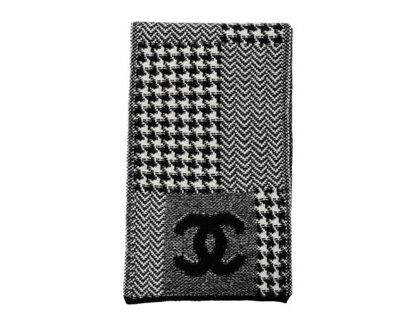 샤넬 하운드투스 캐시미어 머플러 블랙 화이트