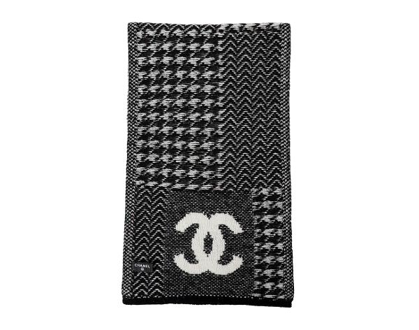샤넬 하운드투스 캐시미어 머플러 블랙 화이트