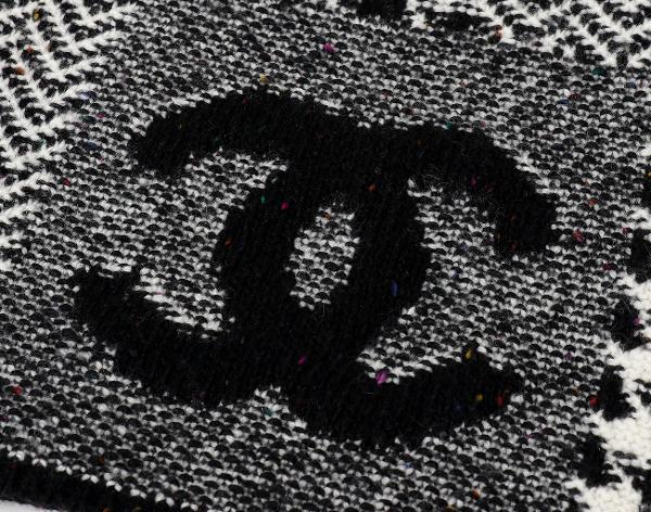 샤넬 하운드투스 캐시미어 머플러 블랙 화이트